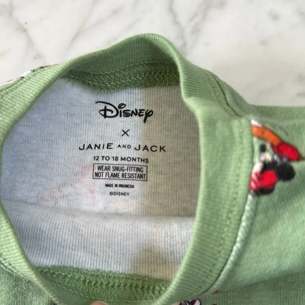 Janie and Jack Disney Mickey Mouse Baseball Pajama Set NWOT Sz 12/18 Mo